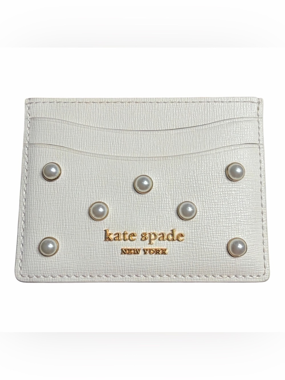 kate spade Cream Pearl-Embellished Card Case NWOT - Picture 2 of 4